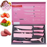 6 facas profissionais antiaderente rosa conjunto de cozinha gourmet faca de churrasco