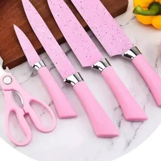 6 facas profissionais antiaderente rosa conjunto de cozinha gourmet faca de churrasco