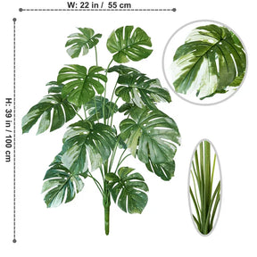 Pequena Planta Monstera Falsa, Folha de Plástico, Vasos Ornamentais, Planta Artificial Interior, Decoração para Casa, Escritório, 65 cm, 100cm