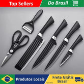 6 PCs Conjunto de facas Black Wave Facas Conjunto de facas de aço inoxidável Faca de chef Faca de frutasBrasil 6 PCs Conjunto de ferramentas Black Wave Facas Conjunto de facas de aço inoxidável Faca de chef Faca de frutas