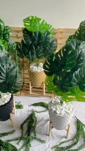 Planta Artificial Costela De Adão Com Vaso Polietileno