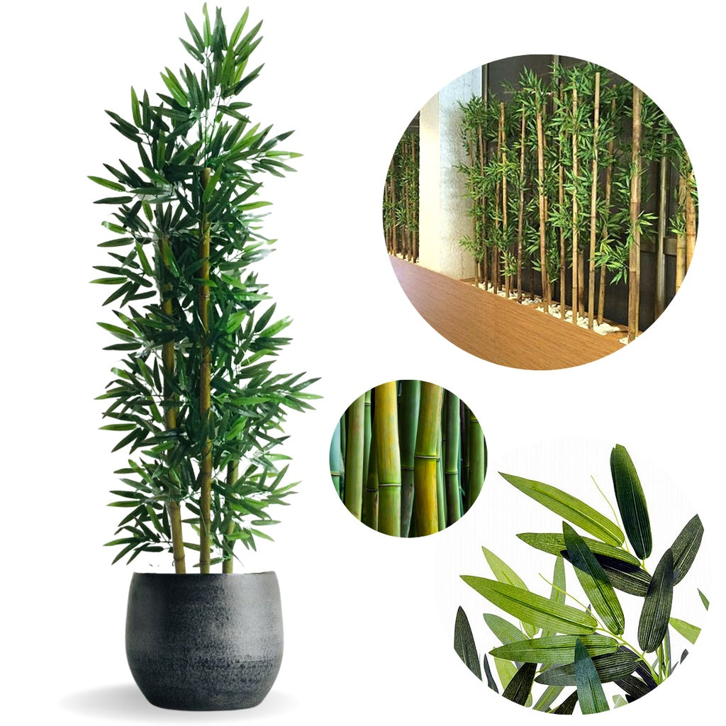 Planta Artificial Bambu Natural  Folha de Bambu Da Sorte Real Toque