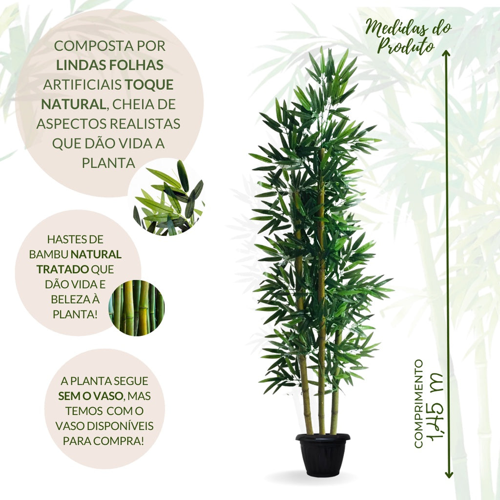 Planta Artificial Bambu Natural  Folha de Bambu Da Sorte Real Toque