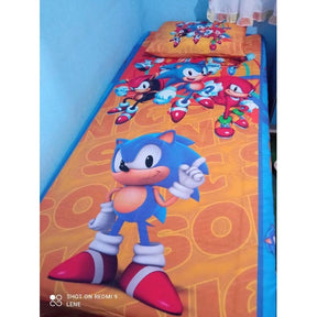 Jogo De Lençol Cobre Leito + Fronha Quarto Infantil Sonic