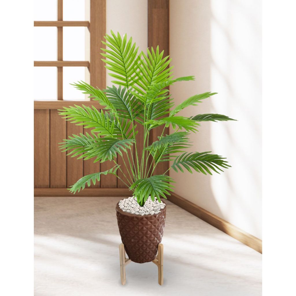 Planta Artificial Palmeira Areca Grande Real Toque Com Vaso Polietileno